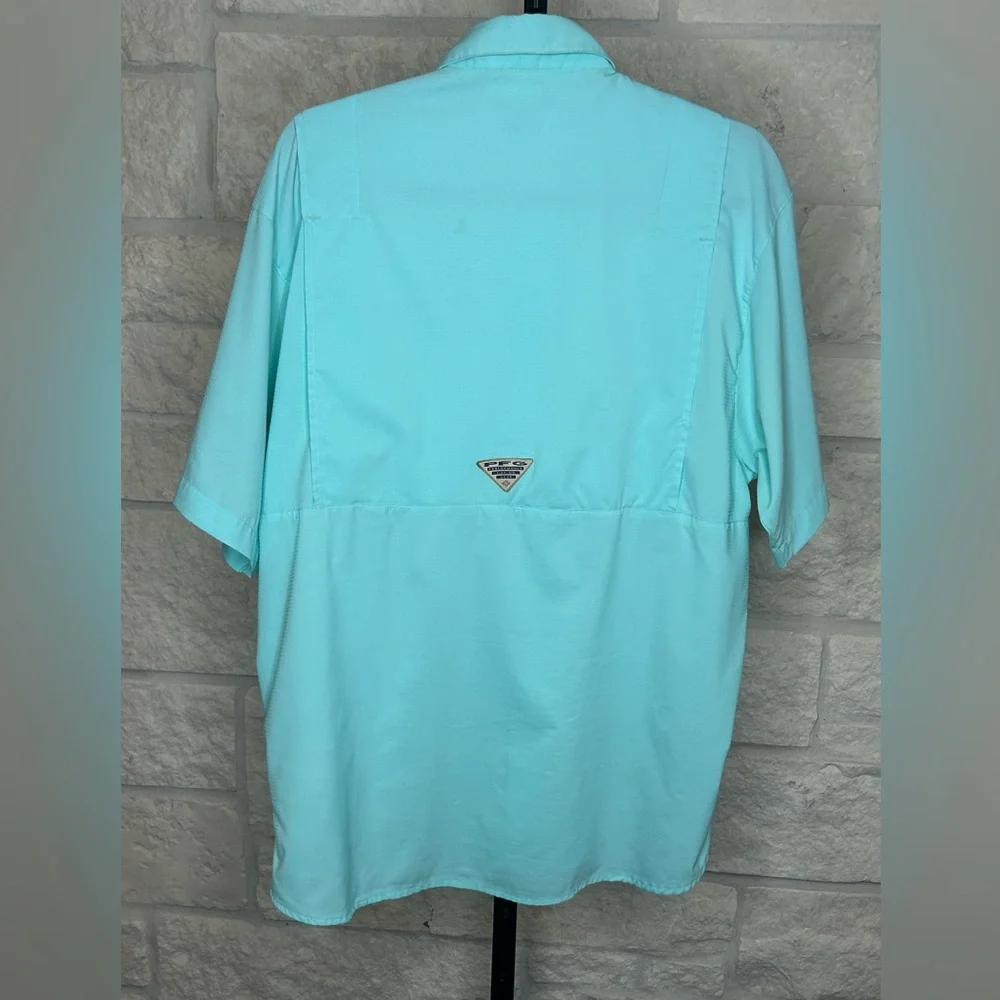 Columbia Shirt Sleeve Button Down Size Medium Fishing Shirt Mens Mint Green